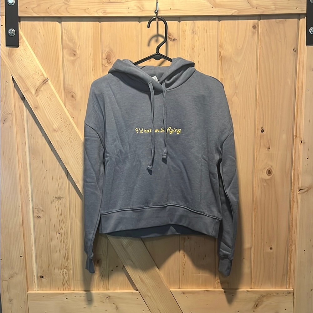 Blue Aviation Cropped Hoodie